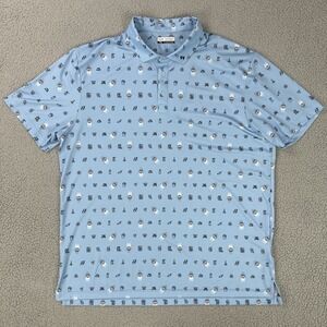 Fore Fathers Polo Shirt Men 2XL Blue All Over Print Performance Stretch Cleaning